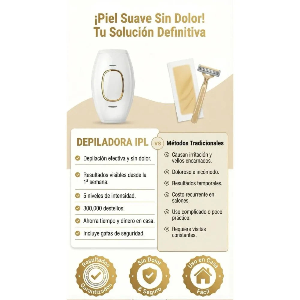 Despídete del vello y enamórate de tu piel con la DEPILADORA LÁSER IPL